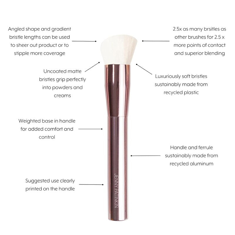 Sustainable Luxury Complexion Brush | Vegan Eco-Friendly Makeup Brush with 2.5x More Bristles for Foundation, Contour & Blush