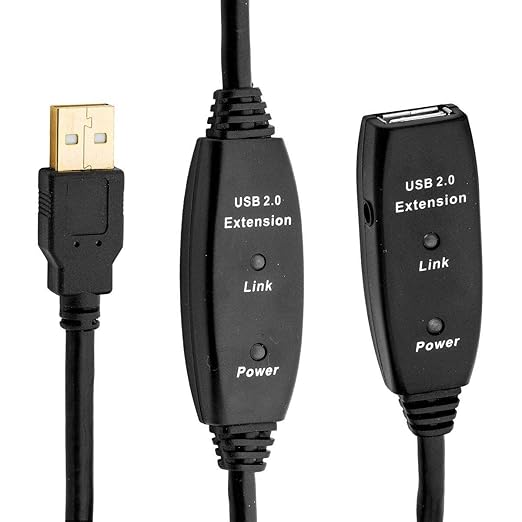 MutecPower 50 Feet Active USB Extension Cable 2.0 Male to Female with 2 Extension chipsets Signal Booster - Active Extension/Repeater Cord 15 Meters / 50 Feet