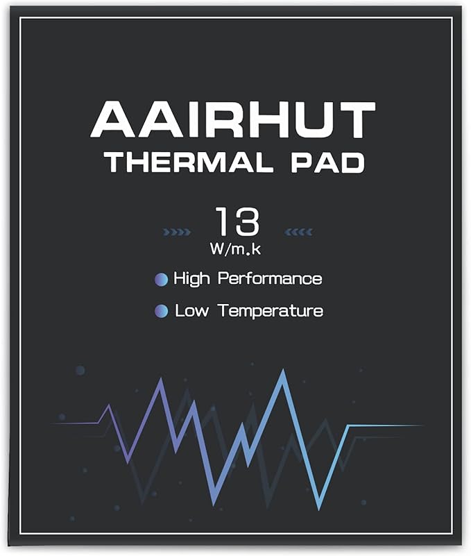 Aairhut Thermal Pad 13W/m.K, 120x120x1.5mm Silicone Cooling Pad GPU CPU Non-Conductive Heat Resistance Soft Sticky Cover with Dual Self-Adhesive Films for PC Laptop Heatsink/GPU/PS5/Macbook/Graphics
