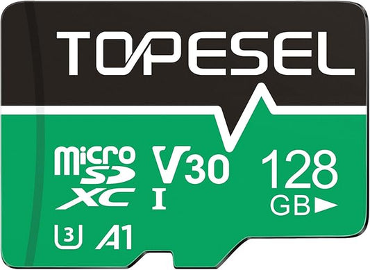 TOPESEL 128GB(The Actual Usable Capacity is 115.2GB) Micro SD Card with Adapter, High Speed TF Card, Memory Card microSDXC for Camera, Smartphone, Tablet, Dash Cam, Drone, UHS-I, U3, A1, 4K UHD, V30