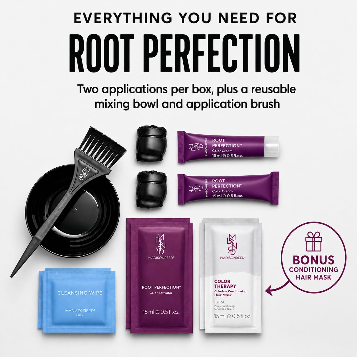 Madison Reed Root Perfection Root Touch Up Kit for T-Zone – 3N Corato Black, 2 Permanent Applications, 100% Gray Coverage in 10 Min | PPD-Free & Ammonia-Free, Includes Hydrating Hair Mask