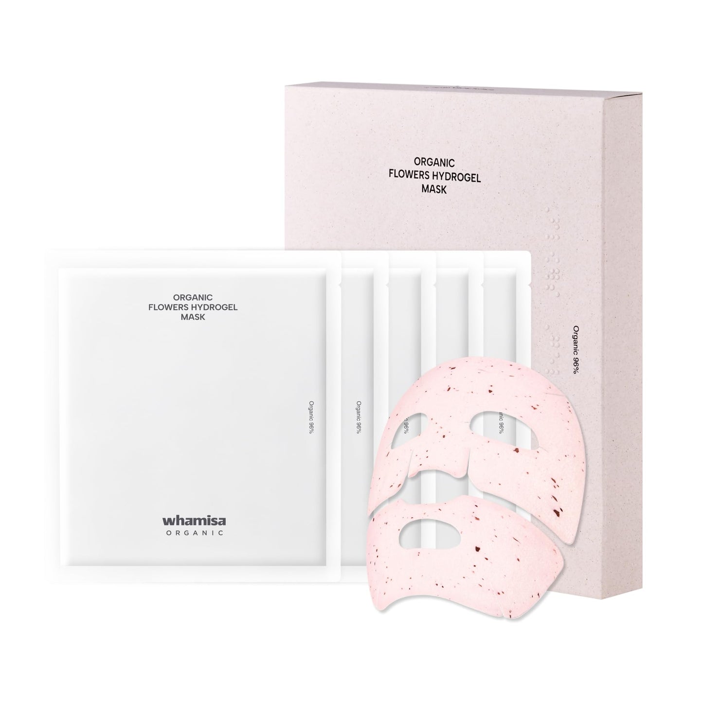 Whamisa Organic Flowers Hydrogel Facial Sheet Mask, Hydration, Deep Moisture, Skin Care, Skin Barrier Care, Blemish-Prone Skin Care, Smoothing Effect, Fermentation, Korean Skin Care (5 PCS/Pack)