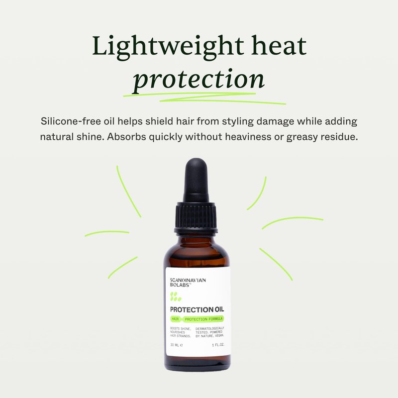 Scandinavian Biolabs Protection Oil | Enhances Shine, Heat Protection, Frizz Control, Deep Moisture, Smooths Split Ends, Silicone-Free, Fragrance-Free, 30 mL/ 1 Oz