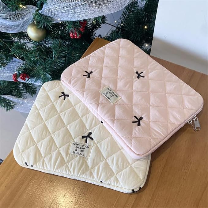 Attria Cute Bow Graphic Carrying Laptop Bag Y2K Preppy Laptop Sleeve Case Bag Kawaii Pad Computer Protect Case Pouch (15-15.6 inch,Pink)