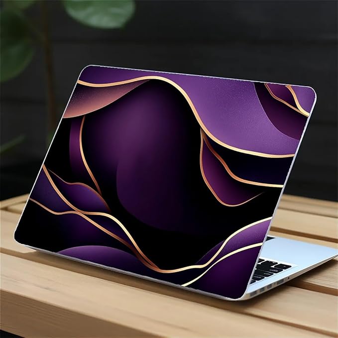 COTAIL Compatible with MacBook Air 13.3 13.6 Inch Case 2022 2021 2020 2019 Plastic Hard Shell Case Cover,13.3 Pro(A1706/A1708/A1989/A2159/A2289/A2338), Purple and Gold Color Line