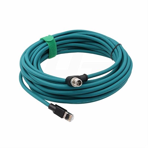 HangTon M12 GigE Ethernet 8 Pin X-Code RJ45 Cable CAT7e for Cognex Basler Baumer Sick Keyence Datalogic Microscan Vision Camera Sensor Reader, Right Angle 90-Degree (20m)