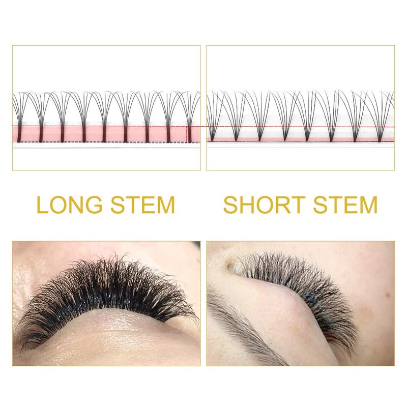 7D-D-0.07-10 Long Stem Premade Fans Eyelash Extensions - C D Curl Volume Lash Fans