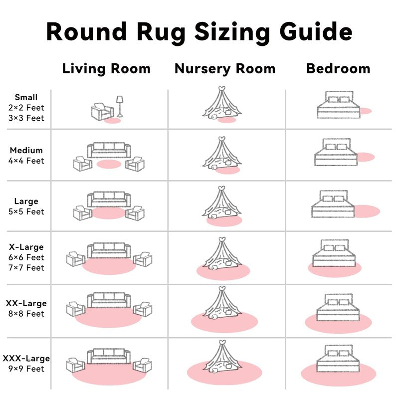 OLANLY Pink Round Rugs for Bedroom - Machine Washable, 7 ft Circle Area Rugs for Living Room, Soft and Fluffy Shaggy Carpet for Teen Girls and Boys, Nursery Rooms, Dorms, Home Decor Aesthetic