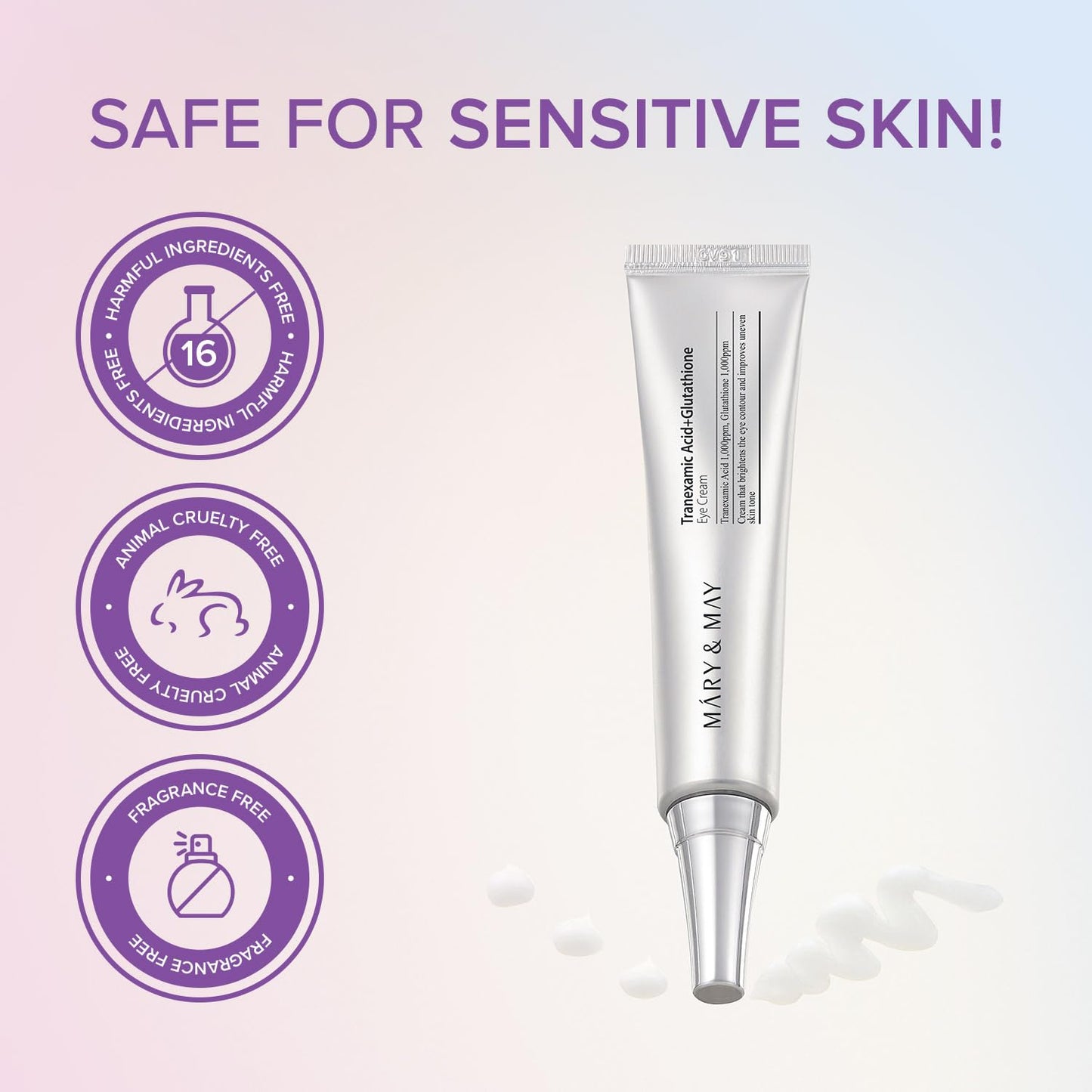 Mary&May Tranexamic Acid + Glutathione Eye Cream Set (1,000ppm each) – Brightening Under Eye Cream for Dark Circles & Uneven Tone, Vitamin C, Niacinamide – 1.06 oz + 0.8 oz