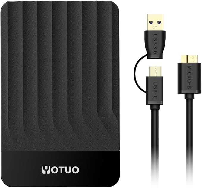 YOTUO 750GB External Hard Drive, Portable Storage Expansion HDD, USB 3.0 & USB-C for PC, Mac, Desktop, Laptop, Smartphone, PS4, Xbox One, Xbox 360, Office & Game, Black