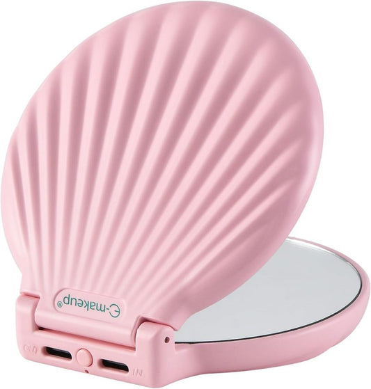 Compact Makeup Mirror with Lights - 2-Sided Folding Magnifying Mirror 3.5” | Lightweight & Shatterproof Gift for Women