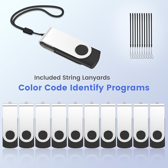 ABLAZE 4GB USB Flash Drive 100 Pack, USB 2.0 Thumb Drives with Lanyards Bulk Memory Sticks Pendrives 100PCS (Black)