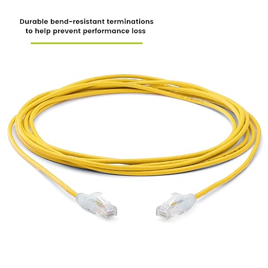 TRUECABLE Cat6 Component Rated Patch Cable, Unshielded (U/UTP), 14ft, Yellow, 28AWG Stranded Pure Copper, Snagless 10G High-Speed Ethernet Cable, PoE++ 4PPoE 100W, UL Listed, RoHS-3, 5 Pack