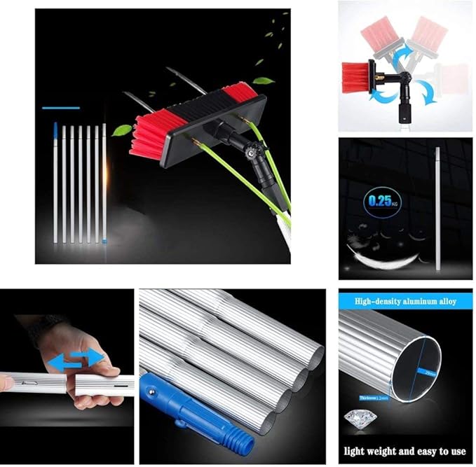Photovoltaic Panel Cleaning, 3-12M Water Fed Telesbrush, Window Clean, Extendable Cleaner Conservatory Roof Cleaning Tools/9M Rod/50Cm Brush Head
