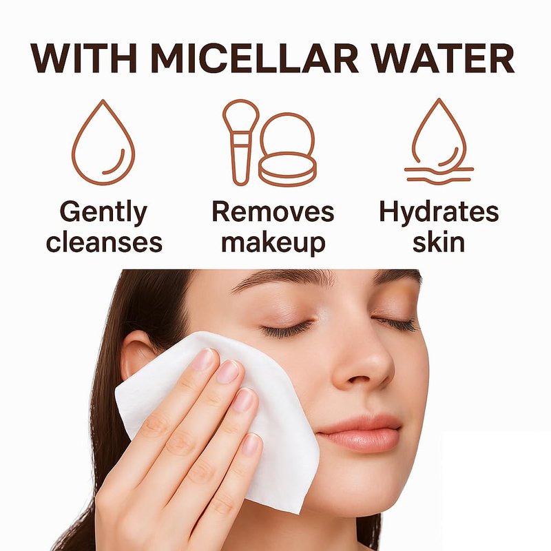 Individually Wrapped Makeup Remover Wipes with Micellar Water, Green Tea Extract, Aloe & Vitamin E - Travel Sized Individual Micellar Cleansing Wipes Unscented (30 Pack)