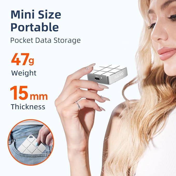 MAIWO 512GB Portable External Solid State Drive Build-in M.2 2230 PCIe NVMe SSD, USB C 3.2 Up to 1050MB/s, Mini Cute PSSD for iPhone 15 16 17 Pro Max MacBook Pro Air, Aluminum (Silver)