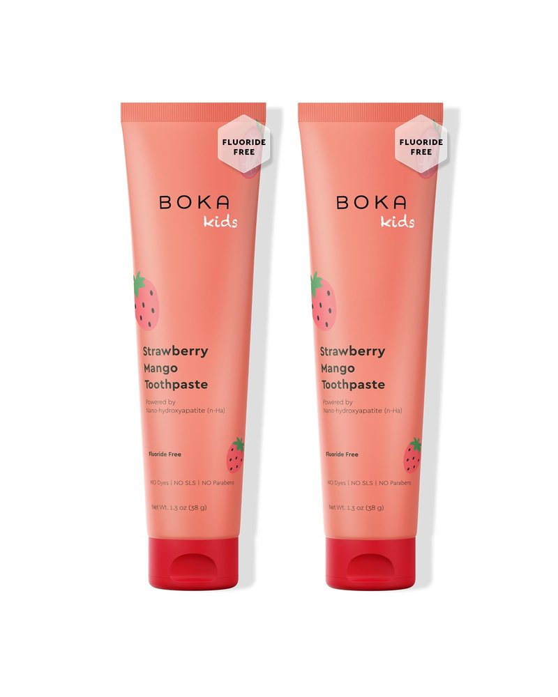 Boka Fluoride Free Toothpaste Nano Hydroxyapatite Toothpaste - Strawberry Mango Flavor, 1.3 oz 2pk