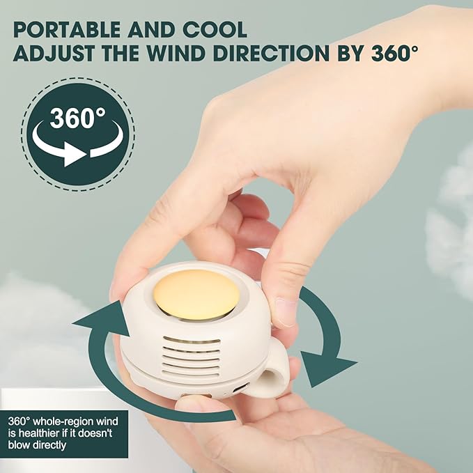 Small Clip Fan, Personal Waist Fans,Portable Silent Mini Bladeless Fan Clip On for Shirt ,Hands-Free Personal Clip Fans 3 Speeds,Clips on Waist Neck Fanes for Outdoor,Camping,Travel,Office (Green)