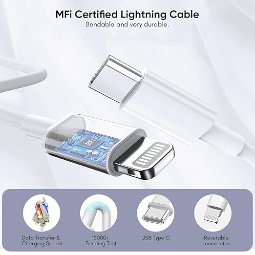 10FT iPhone Fast Charger,[Apple MFi Certified] 2Pack PD Dual Apple Fast Charger USBC Charge Block 10Foot Lightning Cable Cord Quick Charging for iPhone 14/Pro/Pro Max/Plus/13/12/11/XS/XR/X/SE2022/iPad