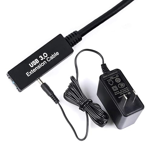 W WDX MAST DYNAPOINT LIMITED 50FT USB 3.0 Extension Cable,Active Type A-Male to A-Female Extender Cord, 2 Signal Boosters,Compatible Oculus Quest 2/3 VR,Printer, Webcam,Xbox, PS4 and More,