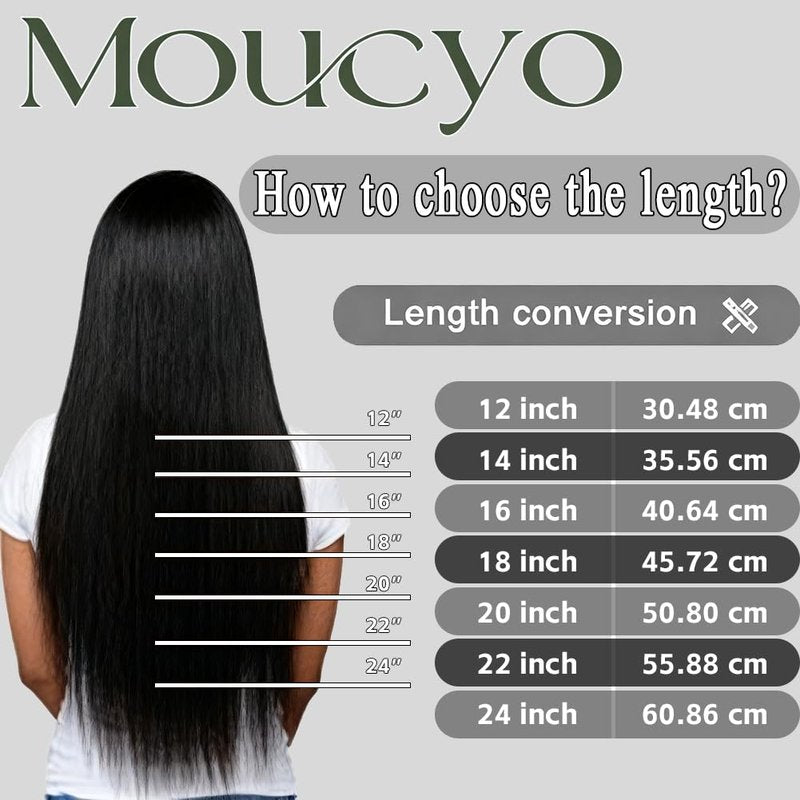 Moucyo Clip in Hair Extensions Real Human Hair 100% Brazilian Remy Human Hair Seamless Invisible clip on hair extensions for women Double Weft 7pcs 16 Inch 85g #1B Natural Black