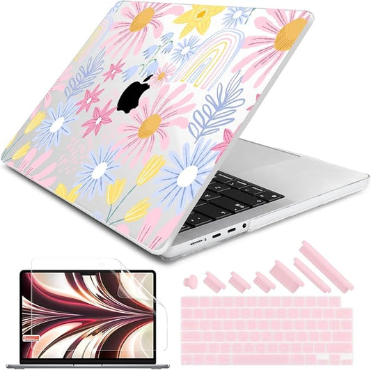 DONGKE Compatible with MacBook Pro 16 Inch Case (2026-2021 Release, M5 M4 M3 M2 M1 Pro/Max Chip), Plastic Hard Shell Cover with Keyboard Cover & Screen Protector for MacBook Pro 16", Florals