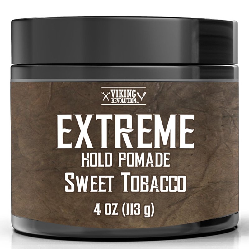 Viking Revolution Sweet Tobacco Hair Pomade - Extreme Hold Water-Based Hair Gel for Men | 4oz