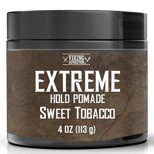 Viking Revolution Sweet Tobacco Hair Pomade - Extreme Hold Water-Based Hair Gel for Men | 4oz