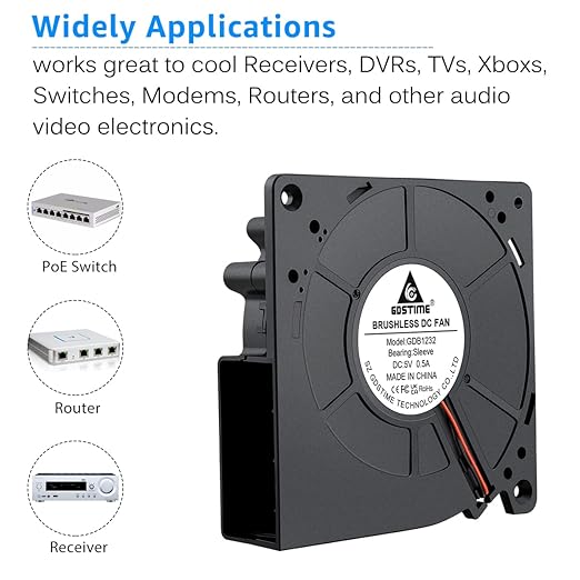 GDSTIME Quiet 120mm USB Blower Fan with 3 Speed Control, 5V Squirrel Cage Blowers, DC Brushless Centrifugal Fans for Receiver DVR Xbox Modem AV Cabinet Cooling