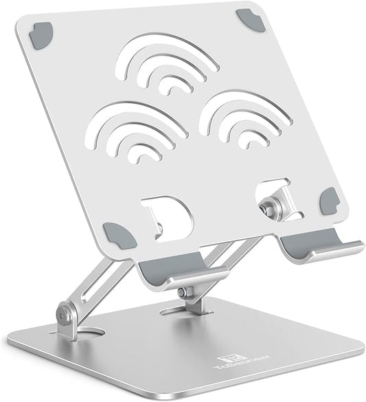 ToBeoneer Tablet Stand, Adjustable Tablet Holder for Desk, Premium Aluminum Portable Holder for iPads, Kindle, Switch, and Smartphones, Fits 4-12" Devices Silver, Pro Size