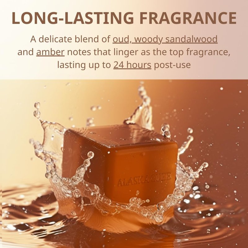 Alaskacube Deo Wood Shower Bath Soap Bar Luxurious Sandalwood Woody Scent Eliminates Body Odor Long Lasting Rich Foam | Body Wash, Shampoo, Deodorant for Men Women Luxury Perfumed Perfect for Gift