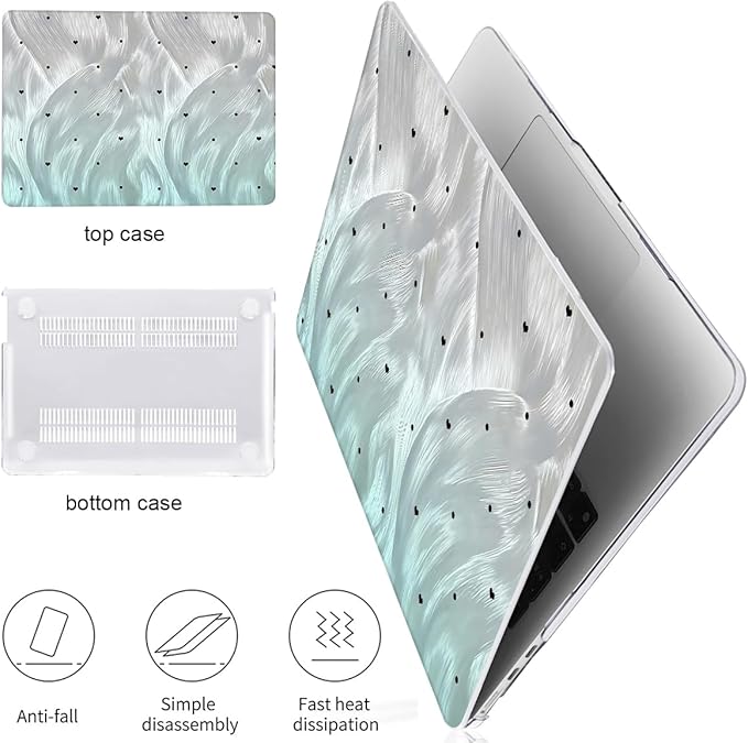 LCMOCICO for MacBook Air 13 Inch Case 2026 2025 2024 2023 2022 Release M5 A3449 M4 A3240 M3 A3113 M2 A2681, Scratch Resistant Plastic Hard Shell Case for MacBook Air 13.6 M5, Silver Green Gradient