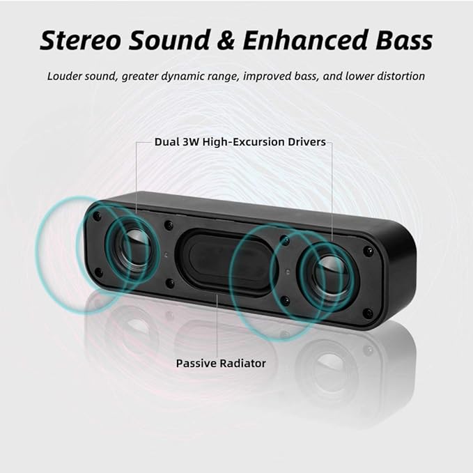 [Upgraded] Computer Speakers for Desktop PC, USB Plug-n-Play, External Speakers for Laptop, Mini PC Sound Bar with Stereo Loud Sound, Enhanced Bass, Compatible with Windows, macOS, ChromeOS, Linux