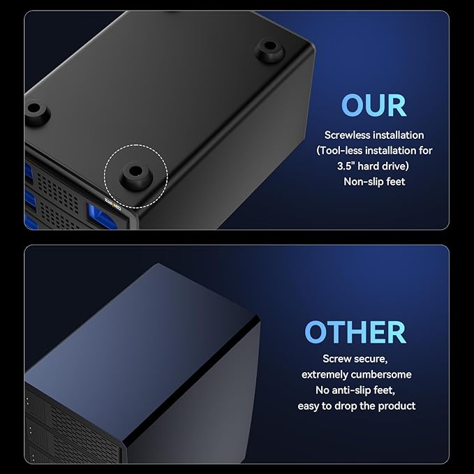 CENMATE Aluminum 3 Bay Hard Drive Enclosure with Cooling Fan for 2.5“/3.5" SATA HDD/SSD with USB A/C 3.0, Support Hot Swappable, Tool-Free HDD Enclosure, DAS(NO RAID/NAS)