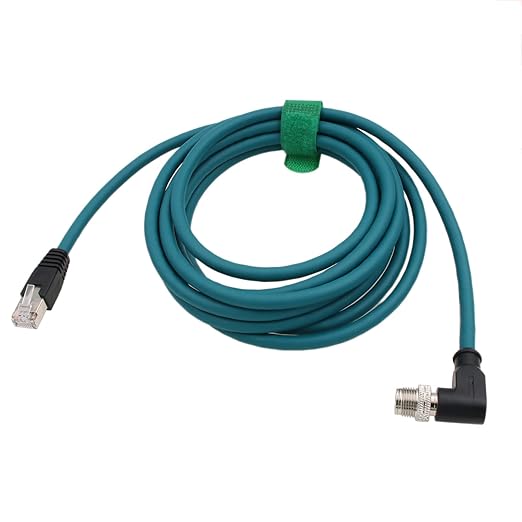 HangTon M12 8 Pin X-Coding Right Angle to RJ45 Ethernet Cable for Cognex in-Sight 2800 3800 2000 9000 8000, 7000 Gen2 Vision Camera Sensor Switch PC CAT-7e 2m