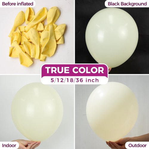 Bezente Pastel Yellow Balloons 18 Inch - 30 Pack Large Thick Yellow Balloons Big Round Light Yellow Latex Balloons for Birthday Bridal Shower Wedding Sunflower Party Decorations