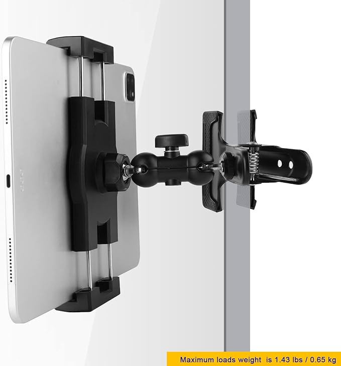 Mippko Clip Clamp Tablet Holder for Desk/Table/Glass Door/Desktop Baffle/Easel,Compatible with 7~12.9 inch iPad/Nexus/LG G Pads/Fire HD,360°Adjustment Aluminium Alloy Arm Metal Mount