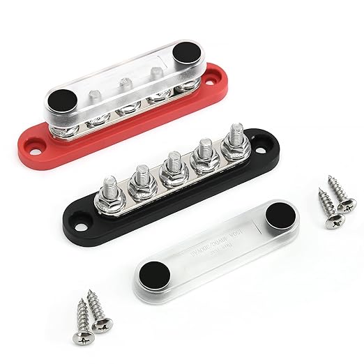 ZJTBLL 150A 12V Power Distribution Block with 5 x 1/4" (M6) Studs Max 150A 48V DC 300V AC for Automotive Car Marine Truck Boat
