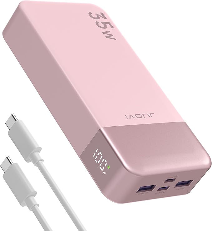 JUOVI Power Bank 35W 20000mAh Portable Charger Fast Charging，PD 3.0 QC 4.0 Phone Charger with LED Display, Travel Battery Pack 2 USB C 2 USB A Ports for iPhone 16/15/14 Series, Galaxy, iPad