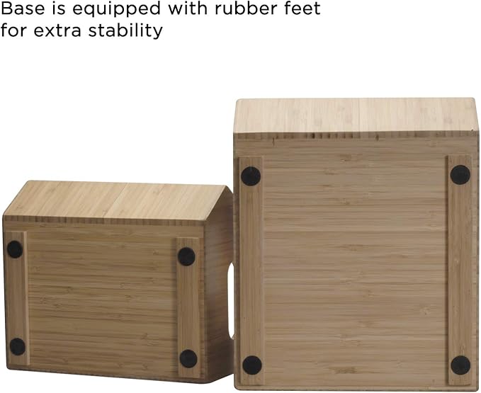 MobileVision XL Bamboo Storage Bins for Bathroom Cabinet Organizer, 2 PIece Stackable Set, Holds Toilet Paper, Wipes, Magazines, Cleaning Supplies, and more