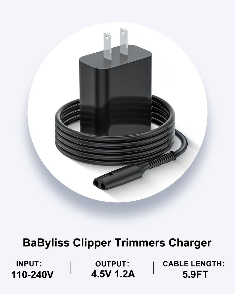 VHBW 4.5V for Babyliss Pro Trimmer Charger Cord Compatible with BaBylissPRO FXFS2/FXX3S Trimmer & Clipper 6FT Charging Power Cord