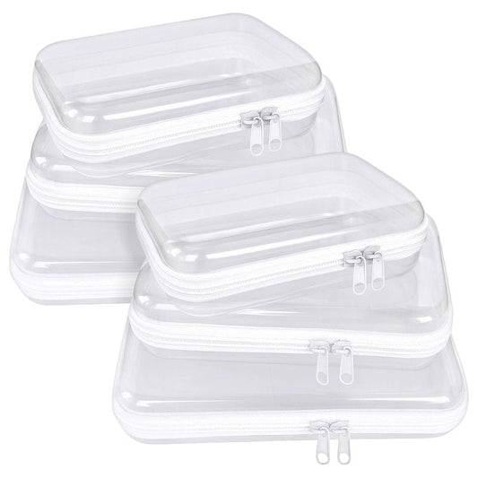 6 pcs Clear Hard Shell Zipper Case, Travel Makeup & Toiletry Organizer, Zippered Toy Storage, Pencil Case, Toy Storage Box, Hard Plastic Cosmetic Bag for Storage ,Travel Transparent Zipper Storage Box