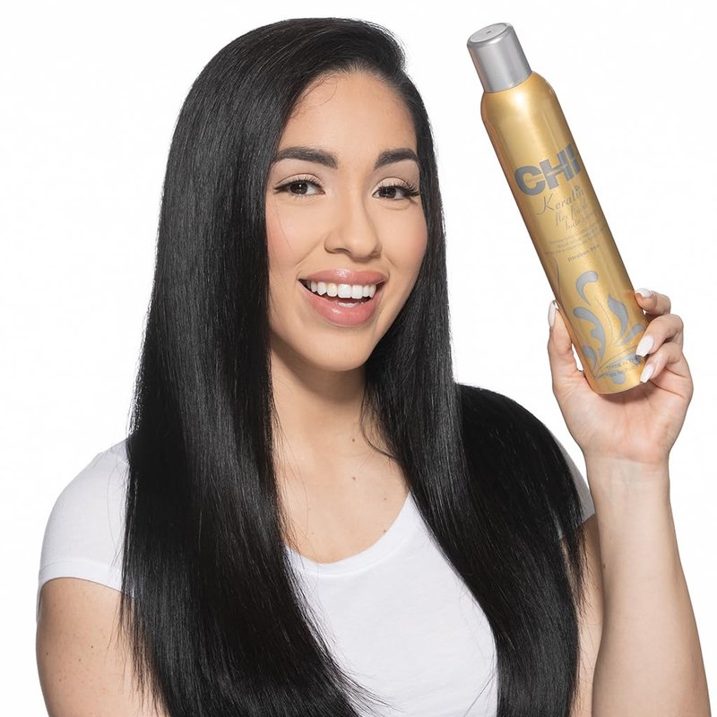 CHI Keratin Flex Finish Hair Spray, Lightweight, Long‑Lasting Hold & Smooth Styling, Controls Frizz, Flyaways & Seals Out Humidity, Professional Hair Finish Spray, Unscented, 10 Oz