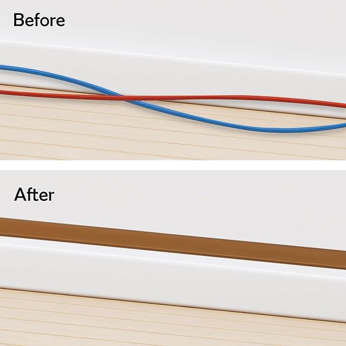TV Cord Hider – Flexible Wall Cord Cover Slim Design Silicone Cable Raceway - Self Adhesive, Cut to Size Design for Hiding Wires on Wall - Clean Home Setup Cable Concealment (Brown, 10 Feet)