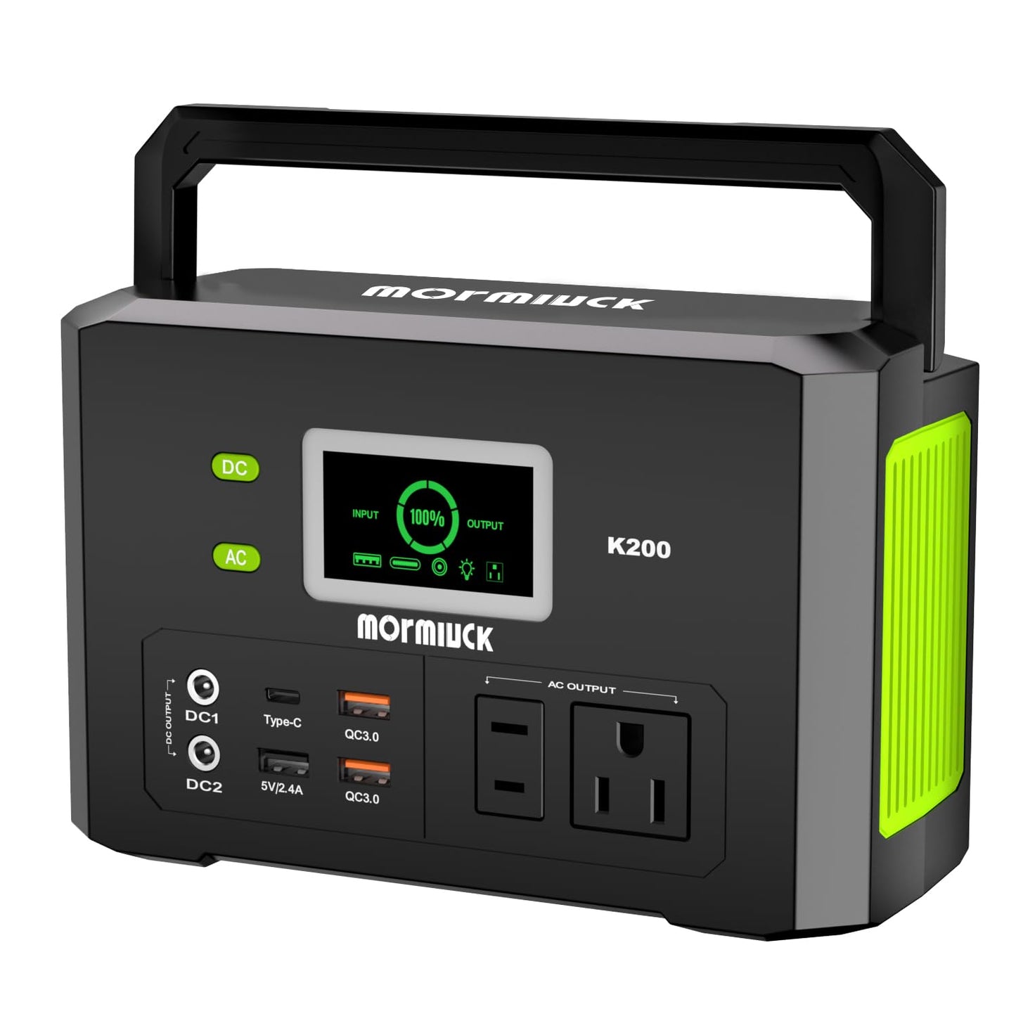 Portable Power Station 200W (400W Peak),Mormluck Solar Power Station with 110V AC Outlet,32000mAh Backup Lithium Battery Generator for Home Backup Outdoor Emergency RV