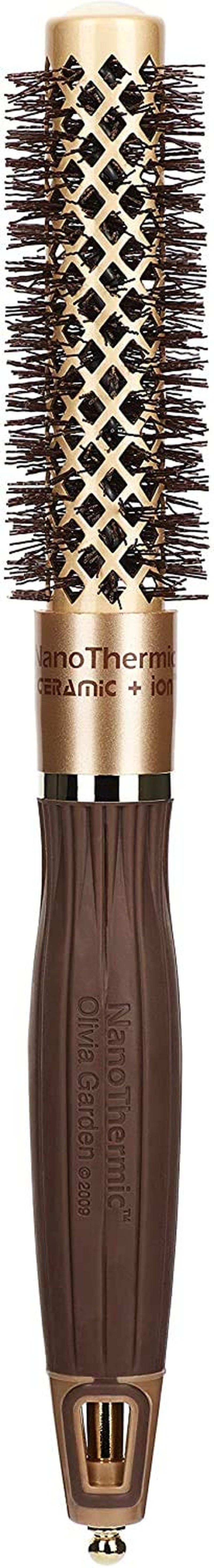 Olivia Garden NanoThermic Ceramic + Ion Round Thermal Hair Brush - Not Electrical - Professional Blowout Brush for Normal to Thick Hair, NT-18 3/4"