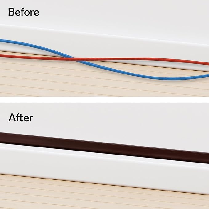 TV Cord Hider – Flexible Wall Cord Cover Slim Design Silicone Cable Raceway - Self Adhesive, Cut to Size Design for Hiding Wires on Wall - Clean Home Setup Cable Concealment (Dark Brown, 10 Feet)