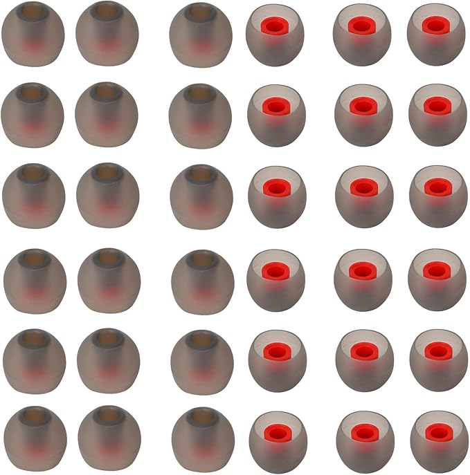 CYADCI 36 Pieces Medium Earbud Tips Soft and Comfortable Ear Bud Replacement Pieces Silicone Fit Most in-Ear Headphones，Inner Hole 3.8mm -5.5mm，Medium Black and Red Earbud Replacement Tips