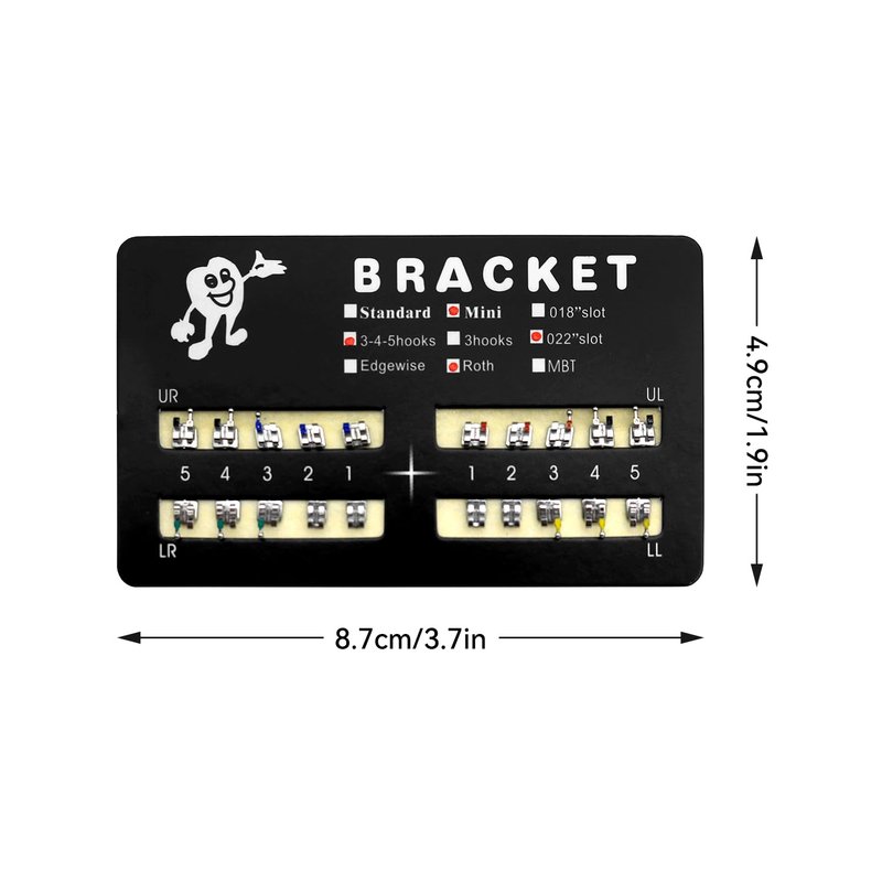 SEAVERRS 200pcs/Pack 022 Slot Bondable with Hook on 345 Teeth Model Mini Roth Brackets Roth,10 pieces per pack 20 pieces per pack.
