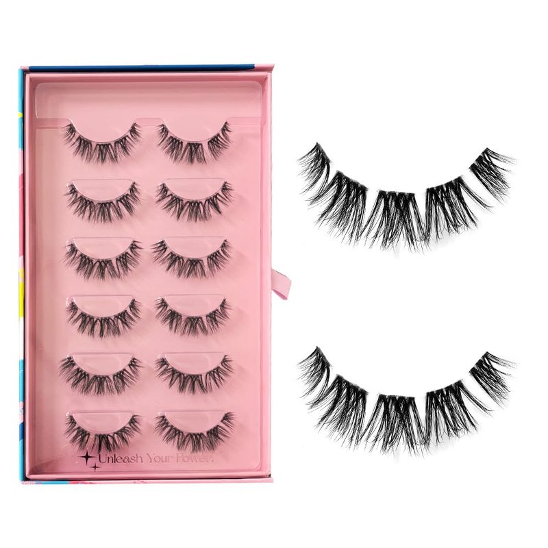 SY-SHUYING Lashes Clusters 15mm Lash Extension with Clear Band Natural Look Fluffy Doll Eye Lashes Strips Soft Natural Volume Individual Eyelashes 6 Pairs Pack, Temptress